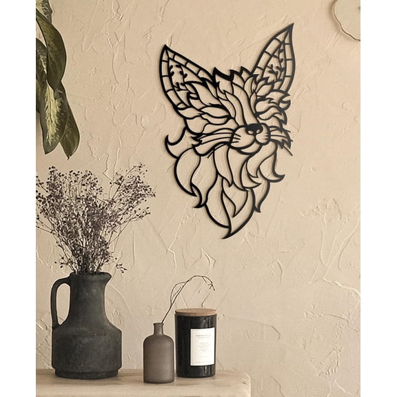 SUSSEXHOME Dreamer Fox Metal Wall Art - Inspirational Fox Decor for Living Room, Bedroom, or Office, Modern Style (19.6" L x 12.5" W / 50x32 cm)
