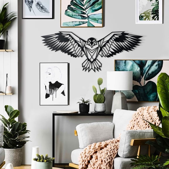 SUSSEXHOME Eagle Metal Wall Art - Majestic Eagle Decor for Living Room, Bedroom, or Office, Modern Style (31.4" L x 13.7" W / 80x35 cm)