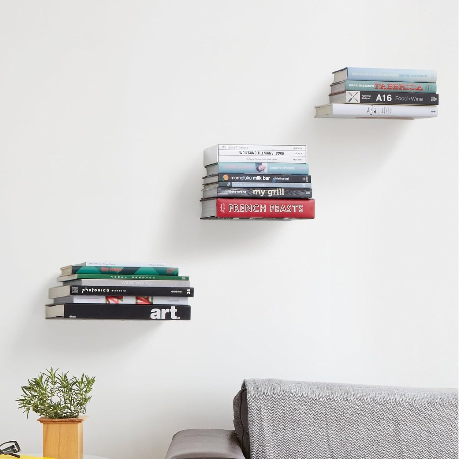 SUSSEXHOME Invisible Floating Metal Hidden Bookshelves Wall Mounted