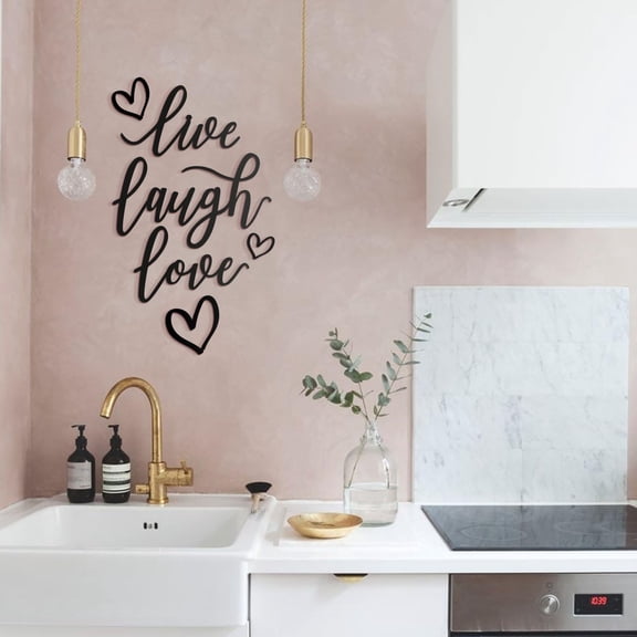 SUSSEXHOME Live Laugh Love Metal Wall Art - 6-Piece Set with Heart Decor, Modern Style