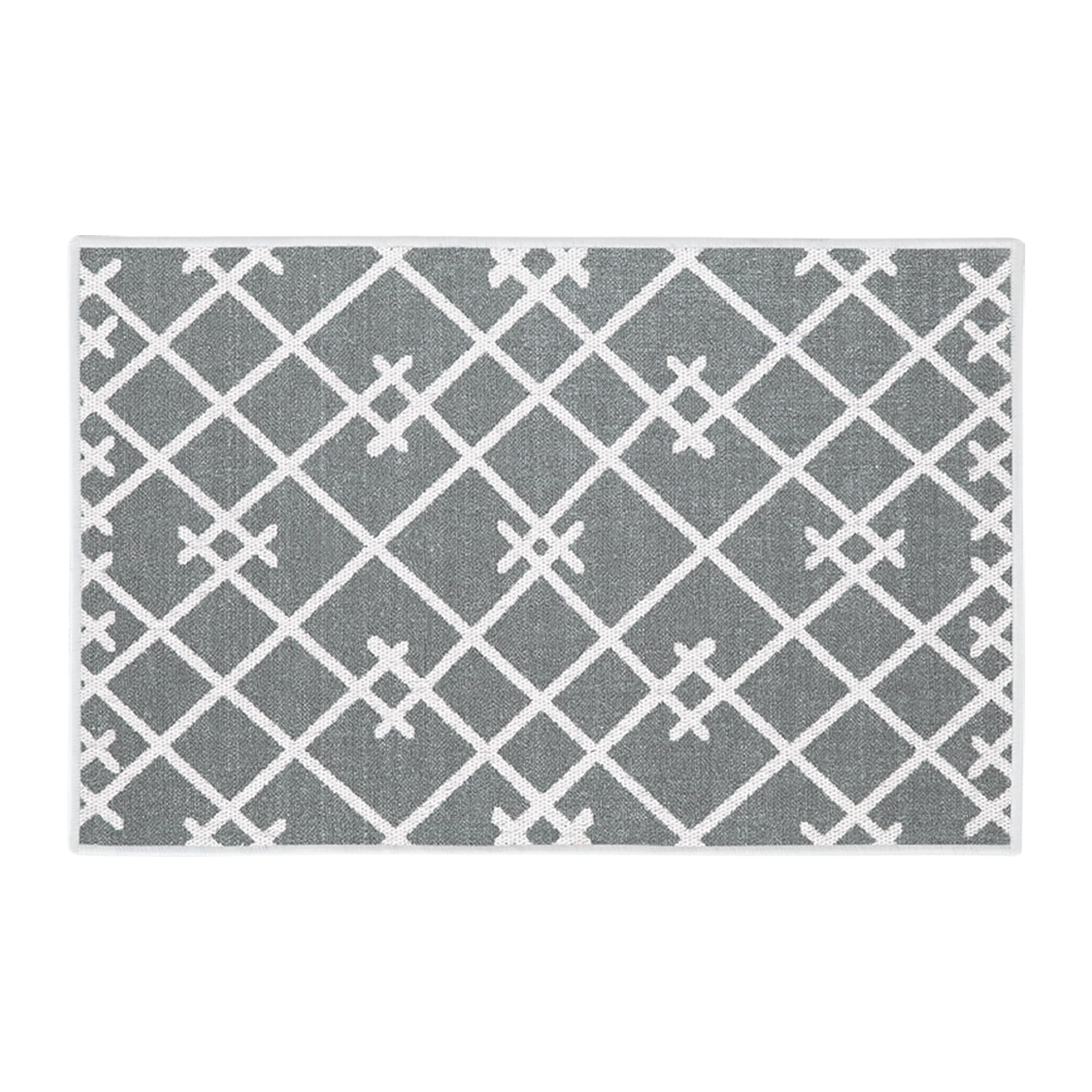 Sussexhome Non-Skid Thin Area Rugs for Laundry Room, Entryway, Bathroom and Kitchen - 20 x 31 Inches Floor Mat - Geometric-Gray