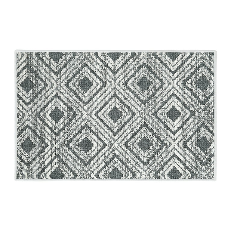 Sussexhome Non-Skid Thin Area Rugs for Laundry Room, Entryway, Bathroom and Kitchen - 20 x 31 Inches Floor Mat - Geometric-Gray2