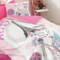 thumbnail image 1 of SUSSEXHOME Pink Paris Cotton Duvet Cover Set, Full Size Duvet Cover, 1 Duvet Cover, 1 Fitted Sheet and 2 Pillowcases, Iron Safe, Hypoallergenic, Breathable , Machine Washable, Child Room, 1 of 7