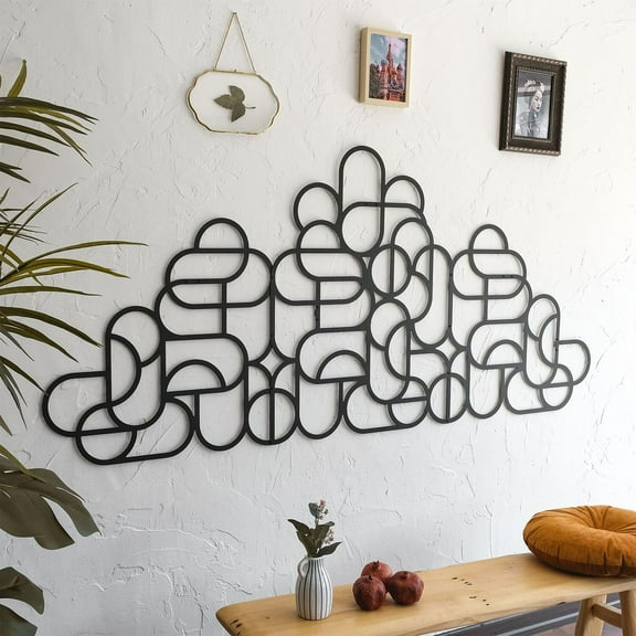 SUSSEXHOME Ragnatela Large Metal Wall Art - Oversized Abstract Spider Web Design for Living Room or Office (70.8" L x 31.5" W / 180x80 cm)