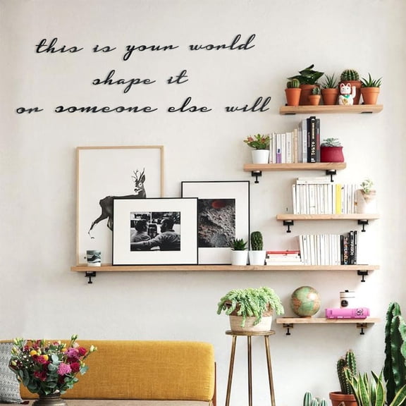SUSSEXHOME This Is Your World Metal Wall Art - 10-Piece Inspirational Quote Decor, (Total Size: 51.2" L x 35.4" W / 130x90 cm)