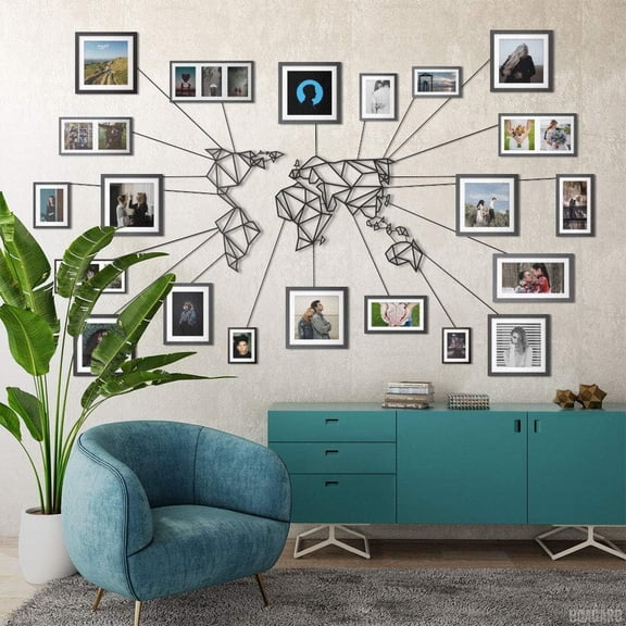 SUSSEXHOME World Map Metal Wall Decor - Large Vintage Metal Earth Map, Industrial Wall Art, Rustic Home Office Decor, (Black, Medium: 39.3" L x 23.6" W / 100cm x 60cm, World Map Wall Art)