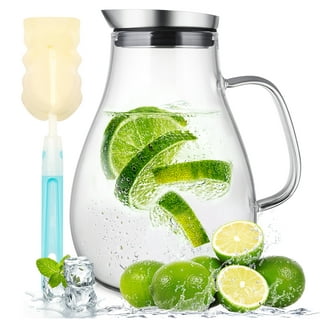4.5 Liter Round Clear Plastic Pitcher With Lid & Handle For Water Iced Tea  Beverages (6 Packs Assorted Color)