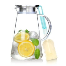 SUSTEAS 68oz Glass Pitcher with Lid, Easy Clean Heat Resistant Water Pitcher for Home, Clear