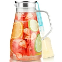 SUSTEAS Glass Pitcher, 68oz Water Pitcher with Lid and Handle, Iced Tea Pitcher for Home, Clear