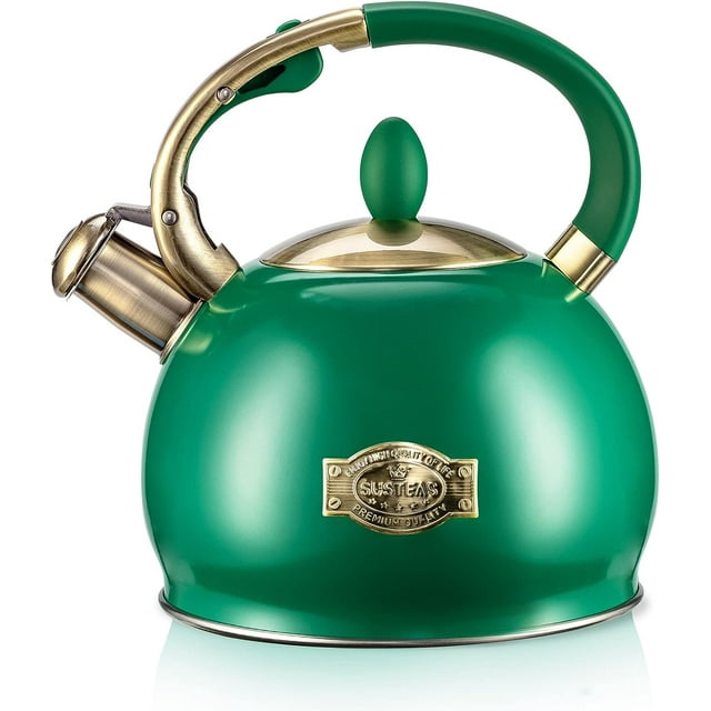 SUSTEAS Tea Kettle for Stove Top, Whistling Teapot with Cool Toch Ergonomic Handle, 2.64 Quart