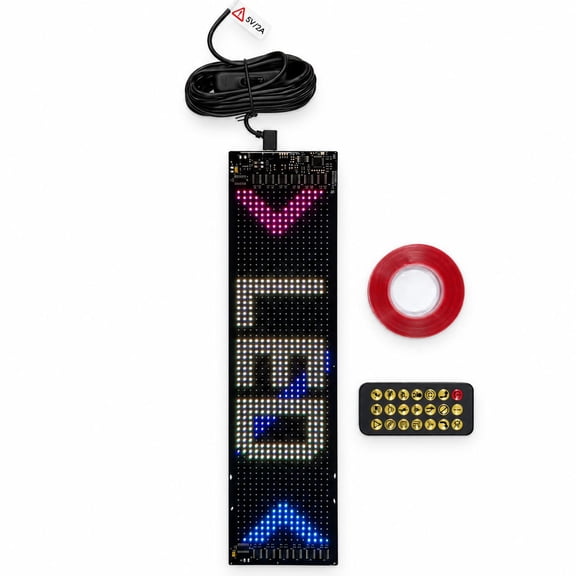 SUSUCAR Flexible LED Car Sign, Multicolor LED Matrix Display with Remote Control, Power Cable and Mounting Tape for Car Rear Window