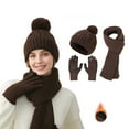 thumbnail image 1 of SUSUSU Autumn Winter Wool Set, Double Pile Knitted Hat Scarf Gloves, Women's Three-Piece, 1 of 3