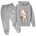 thumbnail image 1 of SUSUSU Girls Two Piece Outfit Set, Cozy Printed Hooded Top with Comfy Pants, Playful Daily Wear, Youth Toddler Fashion, 1 of 2