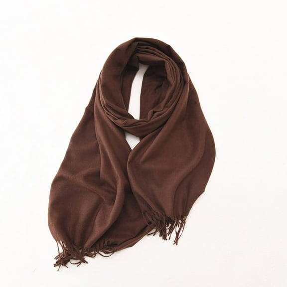 SUSUSU Ladies' Winter Scarf, Solid Color with Tassels, Warm Wrap Design