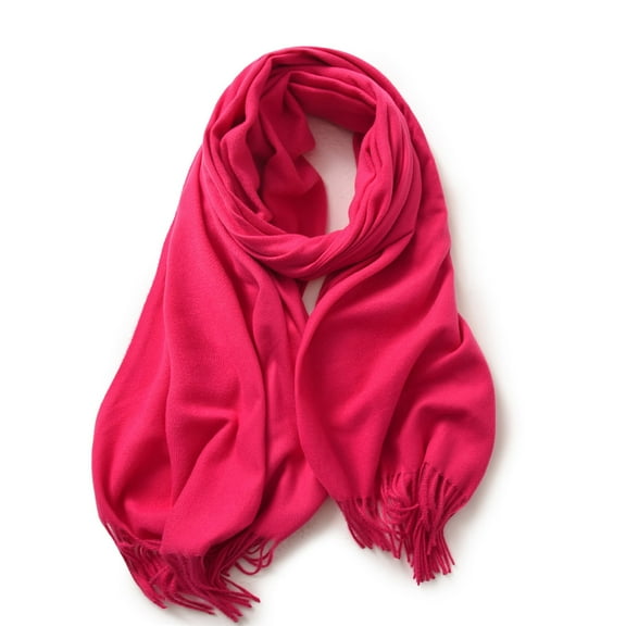 SUSUSU Ladies' Winter Scarf, Solid Color with Tassels, Warm Wrap Design
