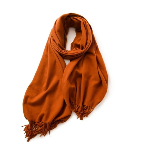 SUSUSU Ladies' Winter Scarf, Solid Color with Tassels, Warm Wrap Design