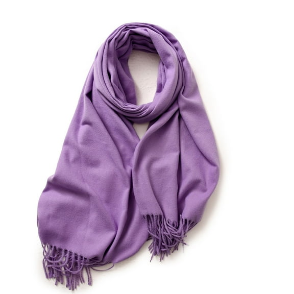SUSUSU Ladies' Winter Scarf, Solid Color with Tassels, Warm Wrap Design