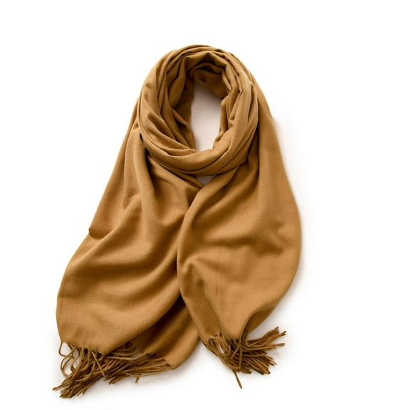 SUSUSU Ladies' Winter Scarf, Solid Color with Tassels, Warm Wrap Design