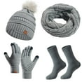 thumbnail image 1 of SUSUSU Solid Color Winter Set, Warm Hat Scarf Gloves, Three-Piece Combo, 1 of 6