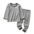 thumbnail image 1 of SUSUSU Toddler Thermal Underwear, Boys Girls Long Sleeve Striped Set, Casual Kids Outfits, Soft Comfy Pants Tops Everyday Wear, 1 of 5