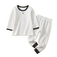 thumbnail image 1 of SUSUSU Toddler Thermal Underwear, Boys Girls Long Sleeve Striped Set, Cozy Casual Kids Outfits, Printed Tops Pants Everyday Wear, 1 of 8