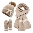 thumbnail image 1 of SUSUSU Women's Bow Winter Set, Decorated Hat Scarf Gloves, Three-Piece Cold Weather Wear, 1 of 6