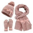 thumbnail image 1 of SUSUSU Women's Bow Winter Set, Decorated Hat Scarf Gloves, Three-Piece Cold Weather Wear, 1 of 6