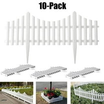 SUSUZI White Picket Fence Plastic Landscape Edging Garden Lawn  Borders for Patio Yard Driveway Decorative Flower Bed Landscape Path Panels Pack of 10 (13 in Tall Overall Length 20 ft)