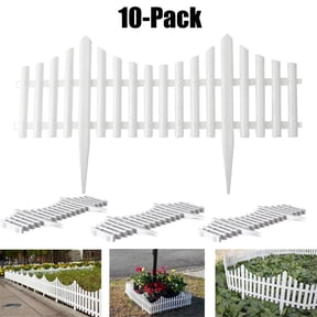 SUSUZI White Picket Fence 20 ft Plastic Landscape Edging Garden Lawn Borders for Patio Yard Driveway Decorative Flower Bed Landscape Path Panels Pack of 10 (13 in Tall )