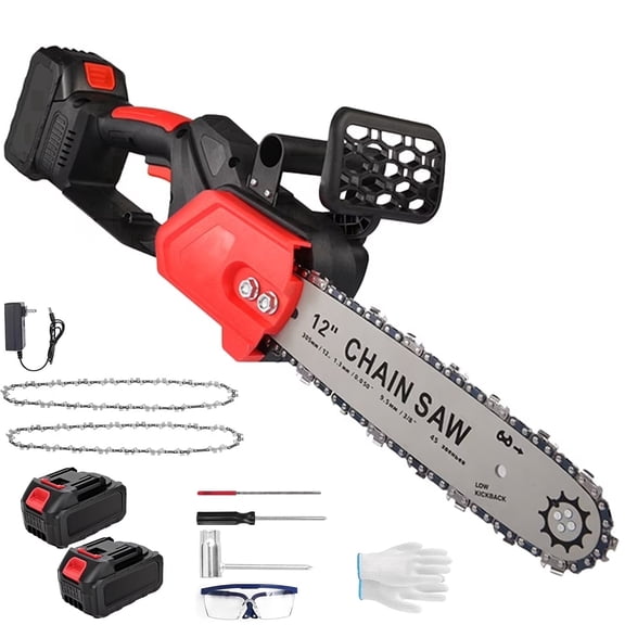 SUSUZI 12 Inch Cordless Chainsaw, 21V Brushless Electric Handheld Saw, 2x4.0Ah Batteries, 32.8ft/s Chain Speed for Tree Trimming Wood Cutting