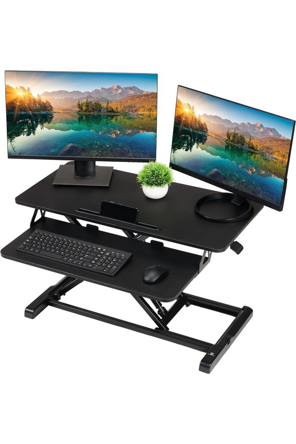 37" Wide Height Adjustable Standing Desk Converter, Quick Release, 1 Pack