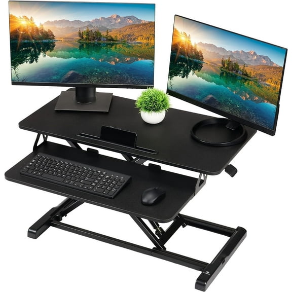 SUSUZI 37" Wide Height Adjustable Standing Desk Converter, Quick Release, 1 Pack
