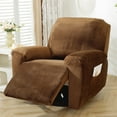 thumbnail image 1 of SUSUZI 4-Piece Recliner Cover – Chocolate Stretch Slipcover for 1-Seater Armchair, Anti-Slip Furniture Protector with Side Pocket (Machine Washable), 1 of 8