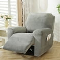 thumbnail image 1 of SUSUZI 4-Piece Recliner Cover – Grey Stretch Slipcover for 1-Seater Armchair, Anti-Slip Furniture Protector with Side Pocket (Machine Washable), 1 of 8