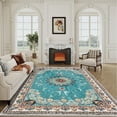 thumbnail image 1 of SUSUZI 5.3' x 7.5' Area Rug Boho Living Room Rug, Washable Low Pile Non Slip Carpet for Bedroom, Dining Room, Retro Area Rug Indoor, Light Blue, 1 of 9