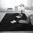 thumbnail image 1 of SUSUZI 5x7 Shag Area Rug, Ultra Soft Fluffy Plush Carpet with Non-Slip PVC Dot Backing, 2-Inch Thick Fuzzy Rug for Bedroom, Living Room, Nursery, Kids Room & Dorm, Black, 1 of 9