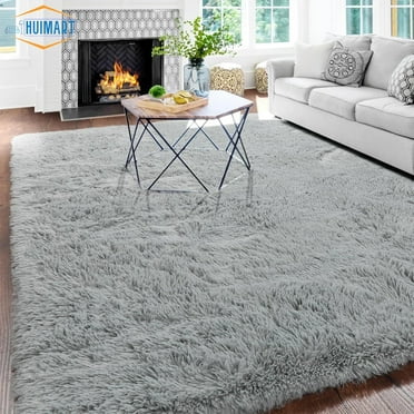 SUSUZI 5 x 7 ft Shaggy Area Rugs for Bedroom Living Room Large Fluffy Floor Rugs Soft Carpet Rugs Home Décor, Gray