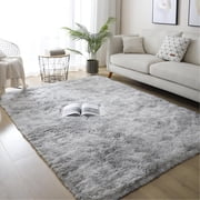 SUSUZI 5 x 7 ft Shaggy Area Rugs for Bedroom Living Room Modern Large Fluffy Floor Rugs Soft Carpet Rugs Home D cor, Grey