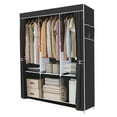 thumbnail image 1 of SUSUZI 50" Portable Wardrobe Closet, Black Clothing Organizer with 3 Hanging Rods & 6 Compartments, Steel Frame Storage Rack for Bedroom Walk-in Closet, 1 of 12