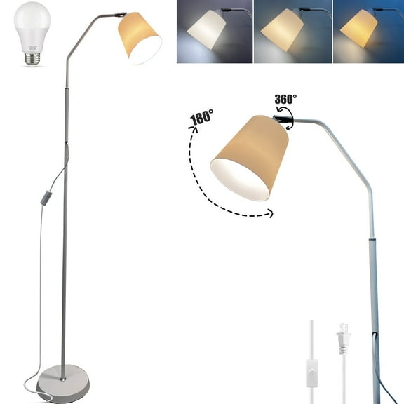 SUSUZI 60 inch White Floor Lamp for Bedroom Living Room, Modern Dimmable Standing Lamps - Bulb Included
