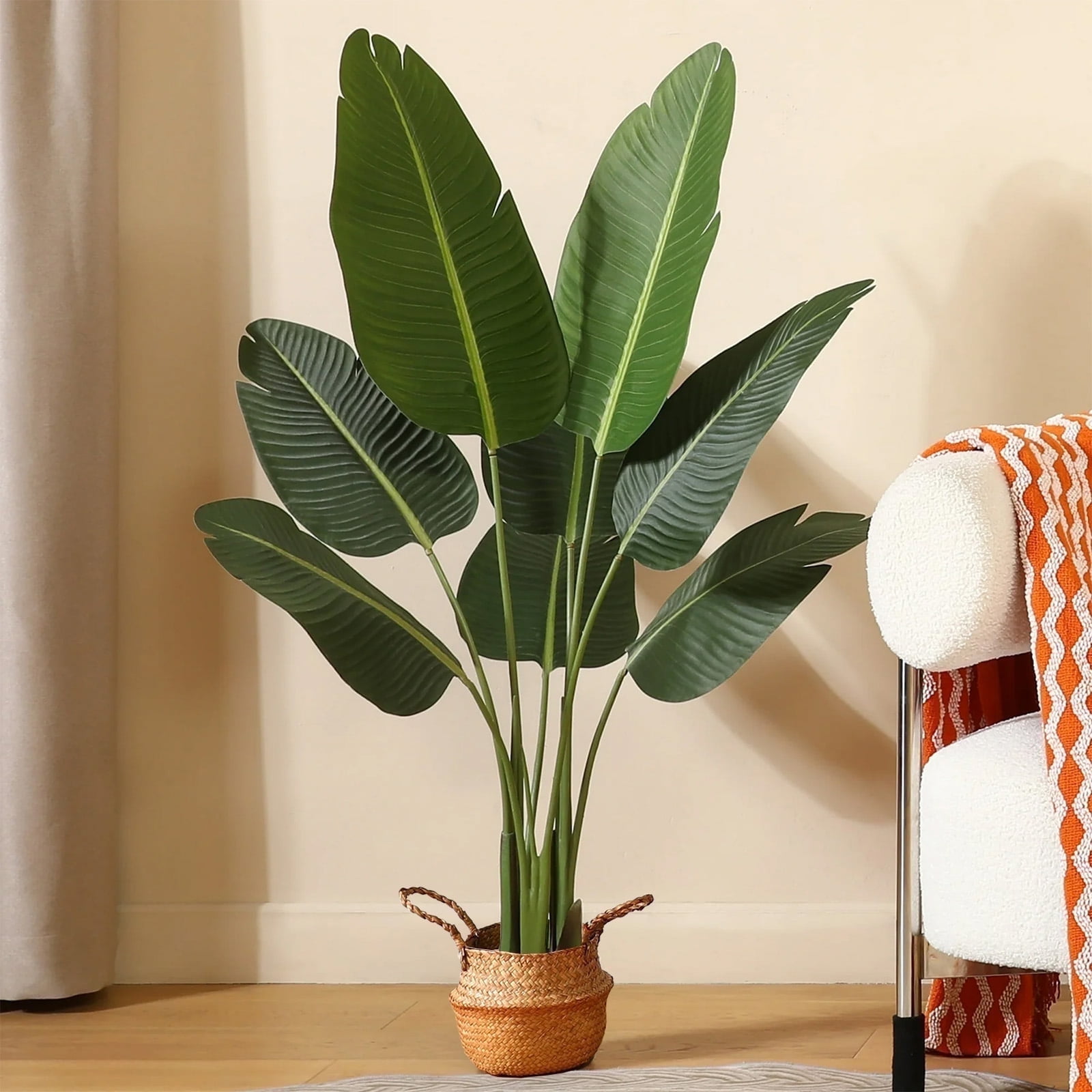 SUSUZI 4 Feet Artificial Bird of Paradise Plants Fake Tropical Palm Tree for Indoor Outdoor, Perfect Faux Plants for Home Office Decoration, Tall Fake Plants Fake House Plants