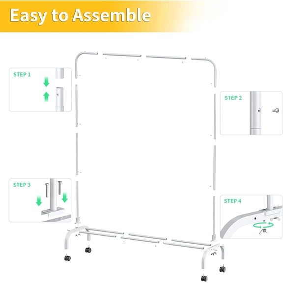 SUSUZI Clothing Rack with Wheels, Garment Rack for Hanging Clothes, Multi-functional Bedroom Clothes Rack