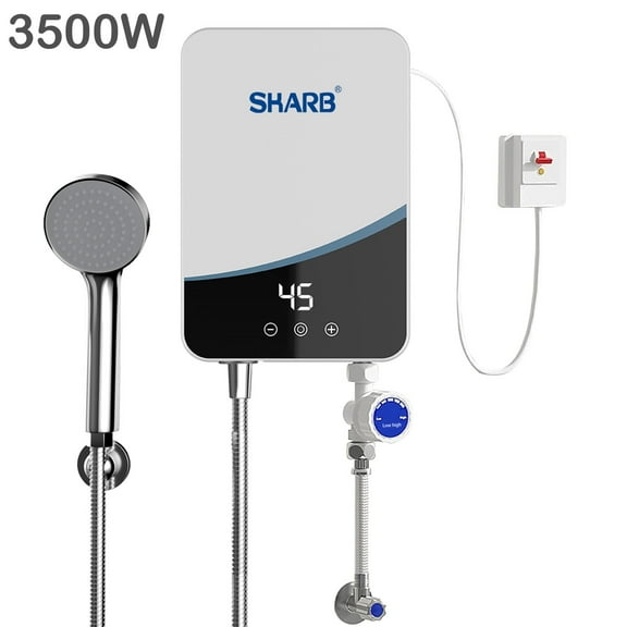SUSUZI Electric Tankless Water Heater, 3500W Instant Hot Water Heater with LED Temperature Display for Residential Bathroom