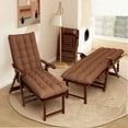 thumbnail image 1 of SUSUZI Foldable Recliner Chair with Removable Cushion, Home Modern Comfort Reclining Chair Breathable Bamboo Lounging Chair, Brown, Supports Up to 300lbs, 1 of 12