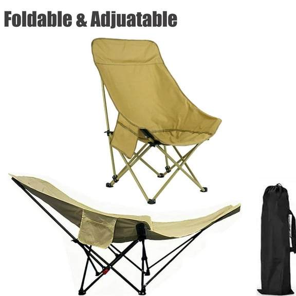 SUSUZI Folding Camping Chair, Camping Lounge Chair with Detachable Footrest Adjustable Backrest, Portable Folding Chair