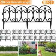SUSUZI Garden Edging Border, 10 Pack Black Decorative Lawn Border Fence with Stakes, 20 FT Landscape Edging for Flower Beds, Yard, Pathway and Garden Decoration