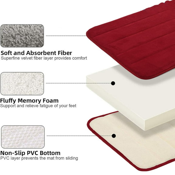 SUSUZI Memory Foam Bath Rug, Machine Washable, Bath Rugs for Bathroom Floor, 47 x 16 Mat