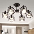 thumbnail image 1 of SUSUZI Modern Chandelier 6-Light Industrial Ceiling Lights Fixture 32" Black Semi Flush Mount Ceiling Light with E26 Base Light Fixture for Dining Room Bedroom Living Room, 1 of 16