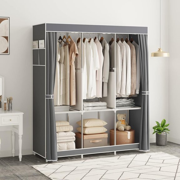 SUSUZI Portable Wardrobe Closet, Clothes Organizer and Hanging Space, 50"