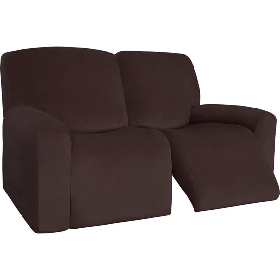 SUSUZI Recliner Sofa Covers 4-Pieces Stretch Loveseat Covers Anti-Slip Fitted 2 Seats Reclining Slipcovers Soft Velvet Furniture Protector, Navy Blue
